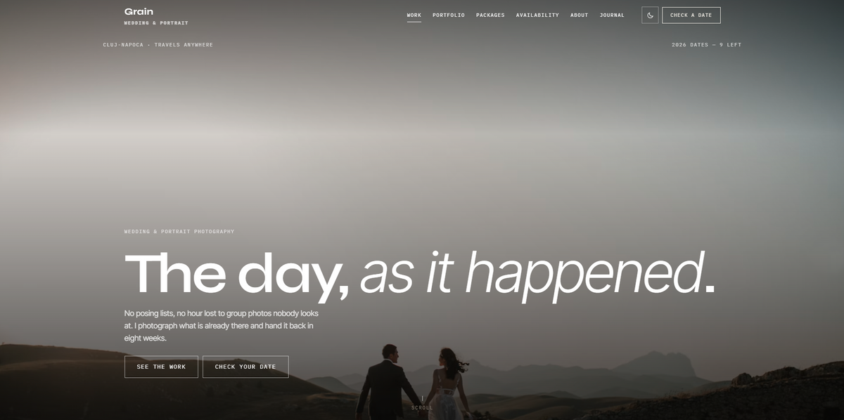 GRAIN photography Shopify theme homepage