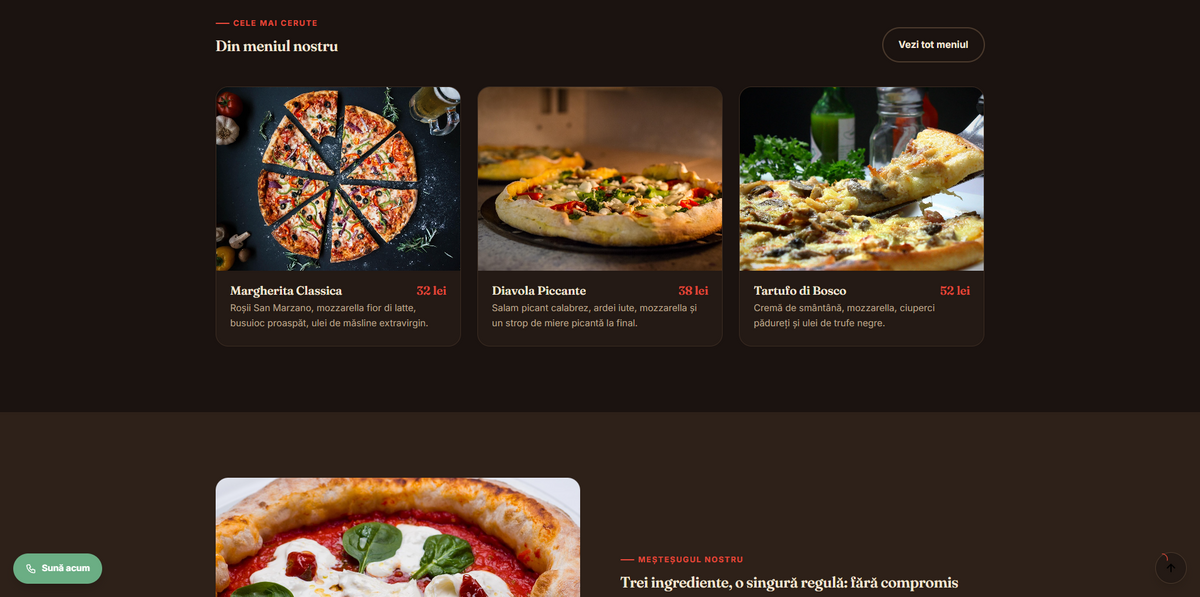FORNO animated pizza builder on the homepage