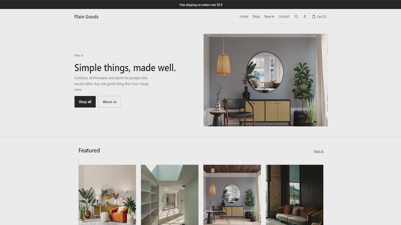 PLAIN free minimal Shopify theme video preview