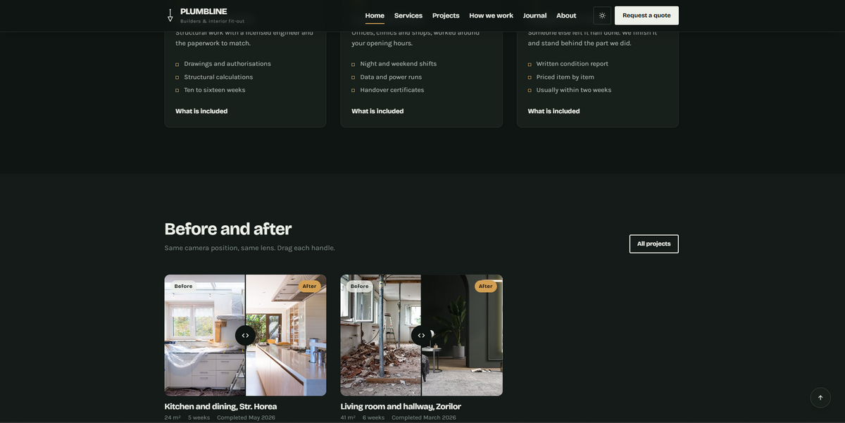 Plumbline theme project gallery