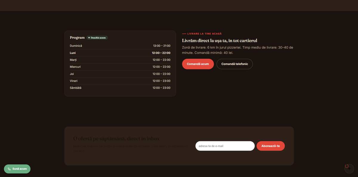 FORNO pizzeria theme in dark mode
